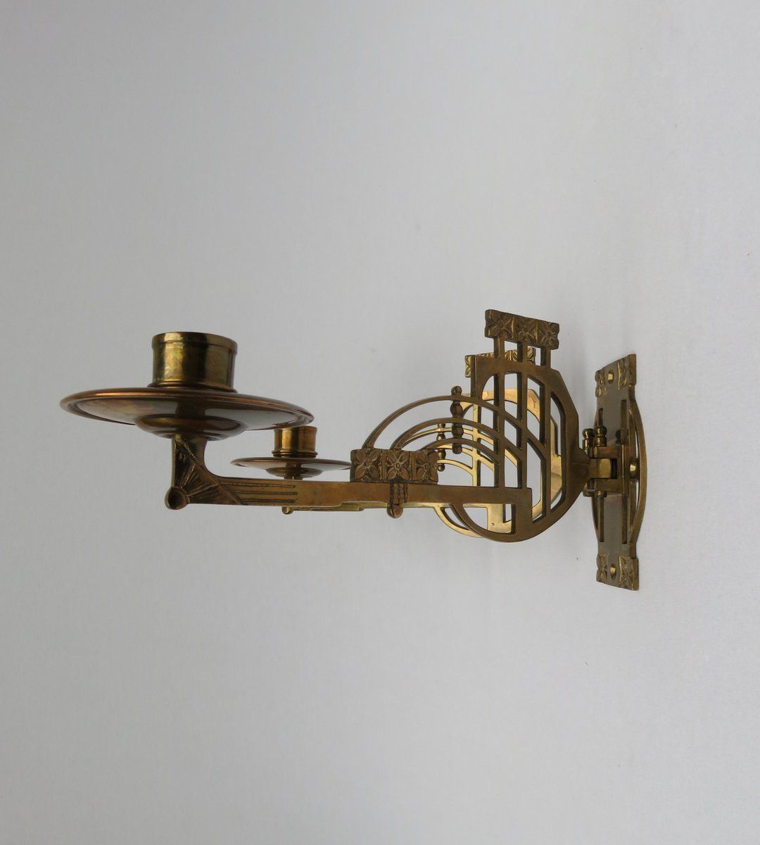 Art Nouveau Brass Piano Candleholders, Set Of 2 photo Home Decor
