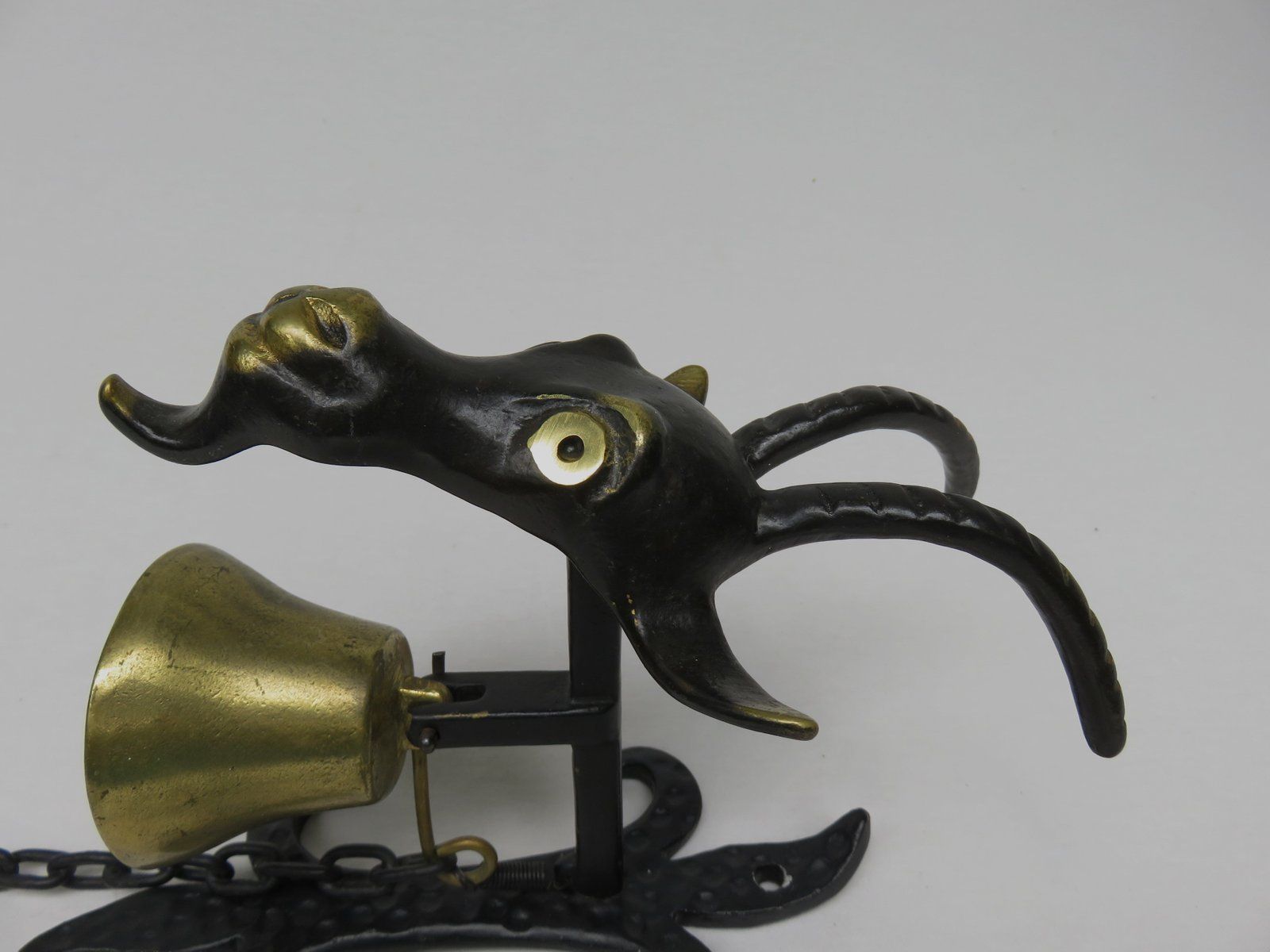 Black Brass Goat Door Bell By Walter Bosse, 1950s photo buy