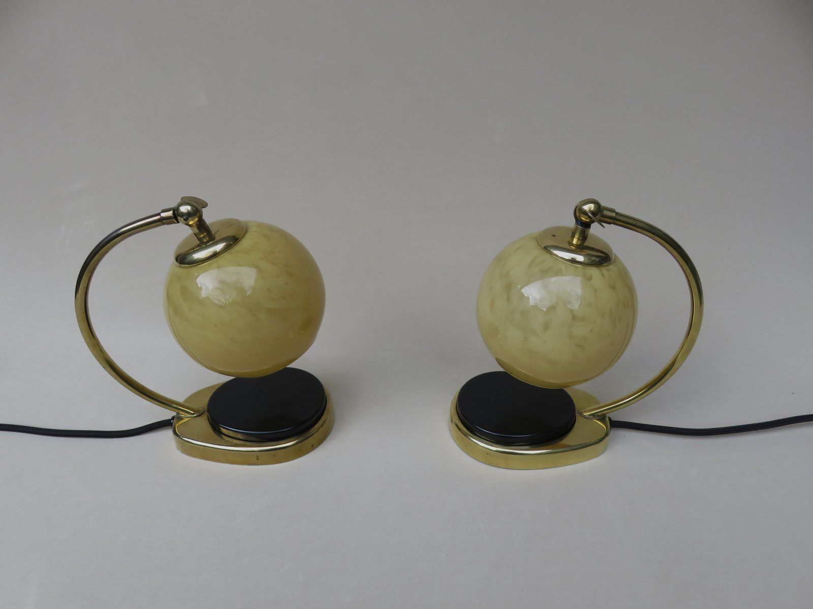 Glass And Brass Table Lamps By Marianne Brandt, 1950s, Set Of 2 photo 3531.75