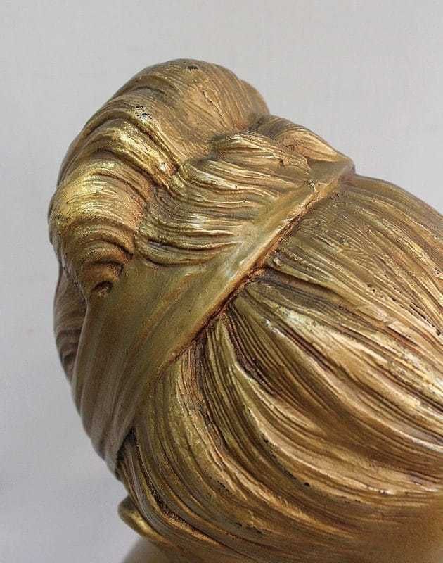Bust Of A Girl And Twisted Column, In Golden Plaster   1900/1920 photo buy