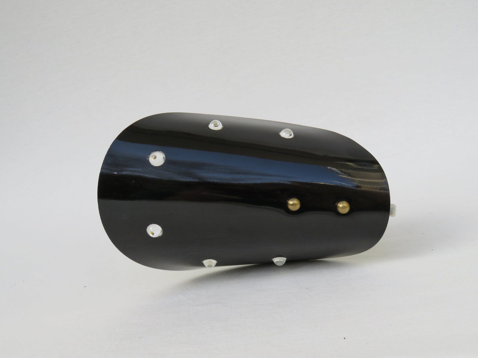 4116.55 Extraordinary Italian Brass, Black Lacquered Aluminum, And Glass Bead Sconces, 1950s, Set Of 2 photo