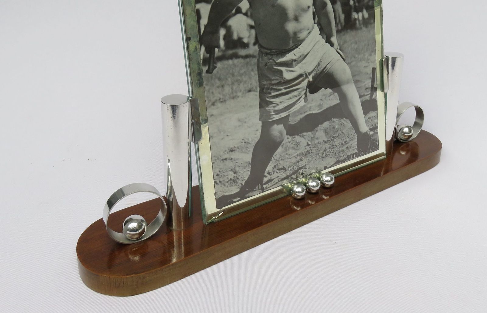 Art Deco French Wood & Chrome Picture Frame photo buy