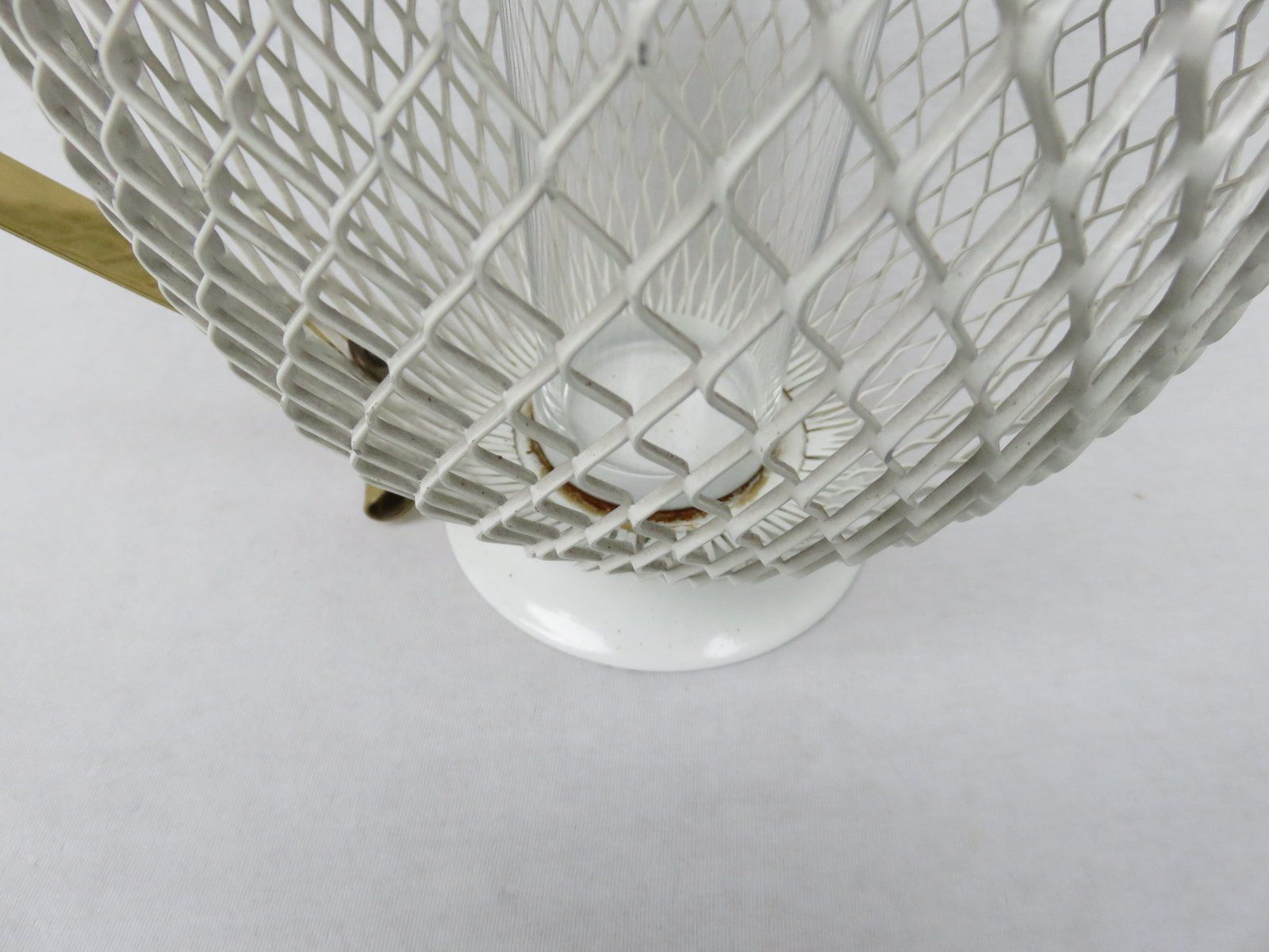 photo buy Mid Century White & Yellow Metal & Brass Umbrella Stand, Tray, & Jug, Set Of 3
