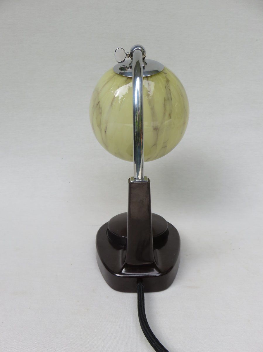 photo for sale Bauhaus Bakelite Table Lamps By Marianne Brandt For Gmf, 1920s, Set Of 2