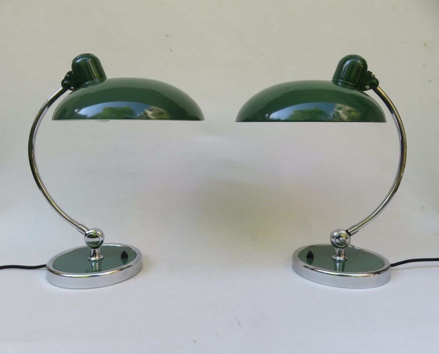 Green President Desk Lamps By Christian Dell For Kaiser Idell, 1930s, Set Of 2