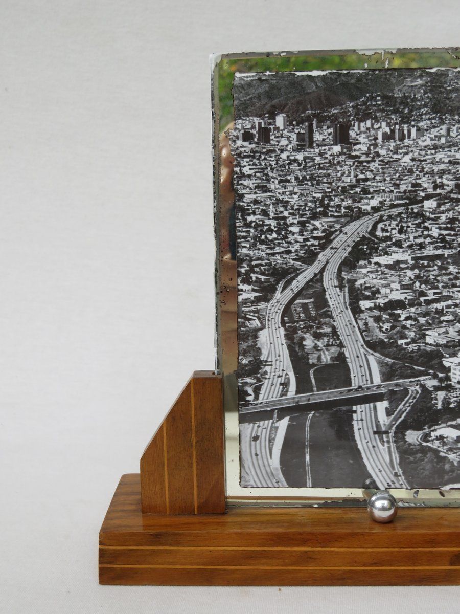 French Art Deco Wood & Chrome Picture Frame photo vinterior