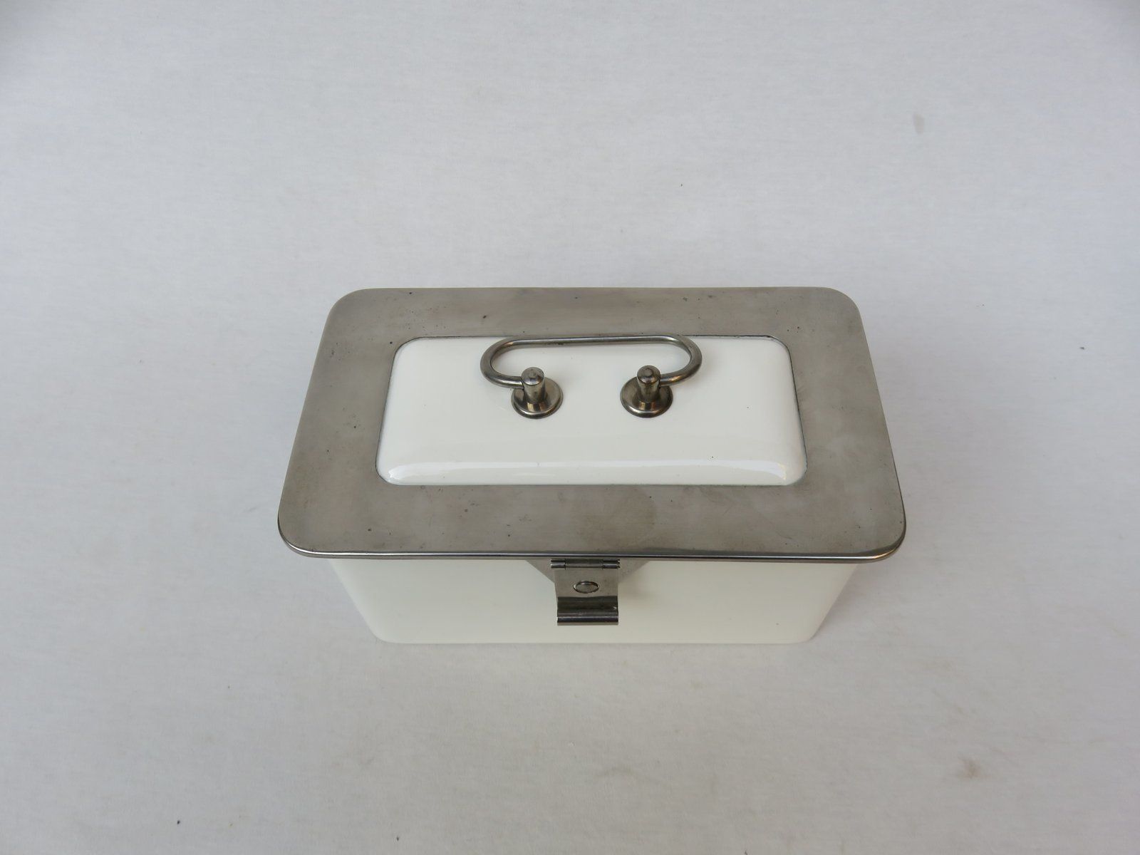 Art Deco Nickel Plated & Ceramic Confectionary Box photo vinterior