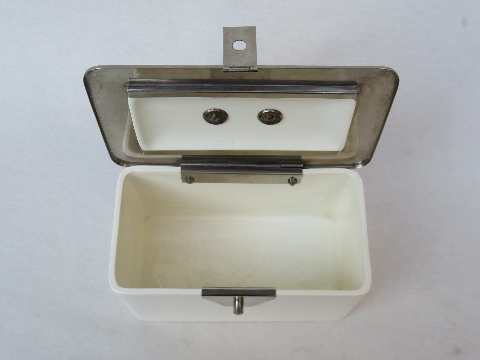 Art Deco Nickel Plated & Ceramic Confectionary Box photo buy