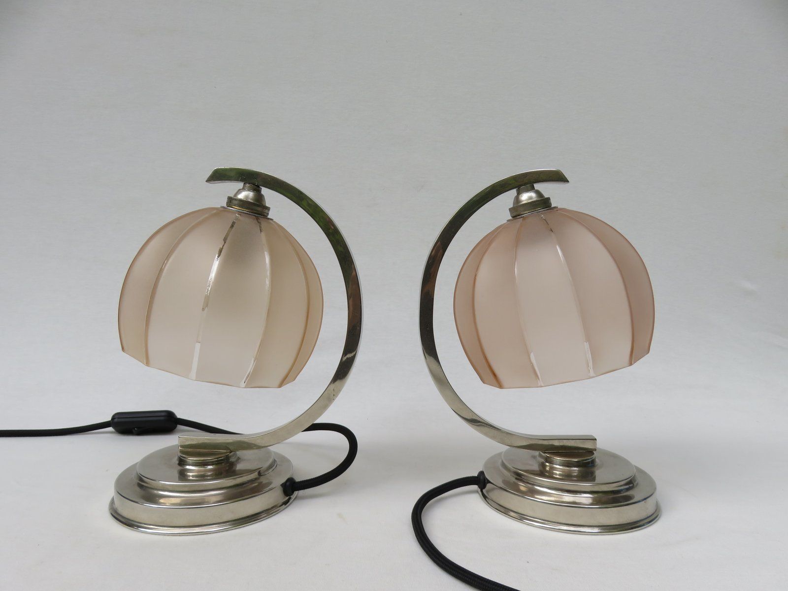 Elegant French Art Deco Small Table Lamps, Set Of 2 photo for sale