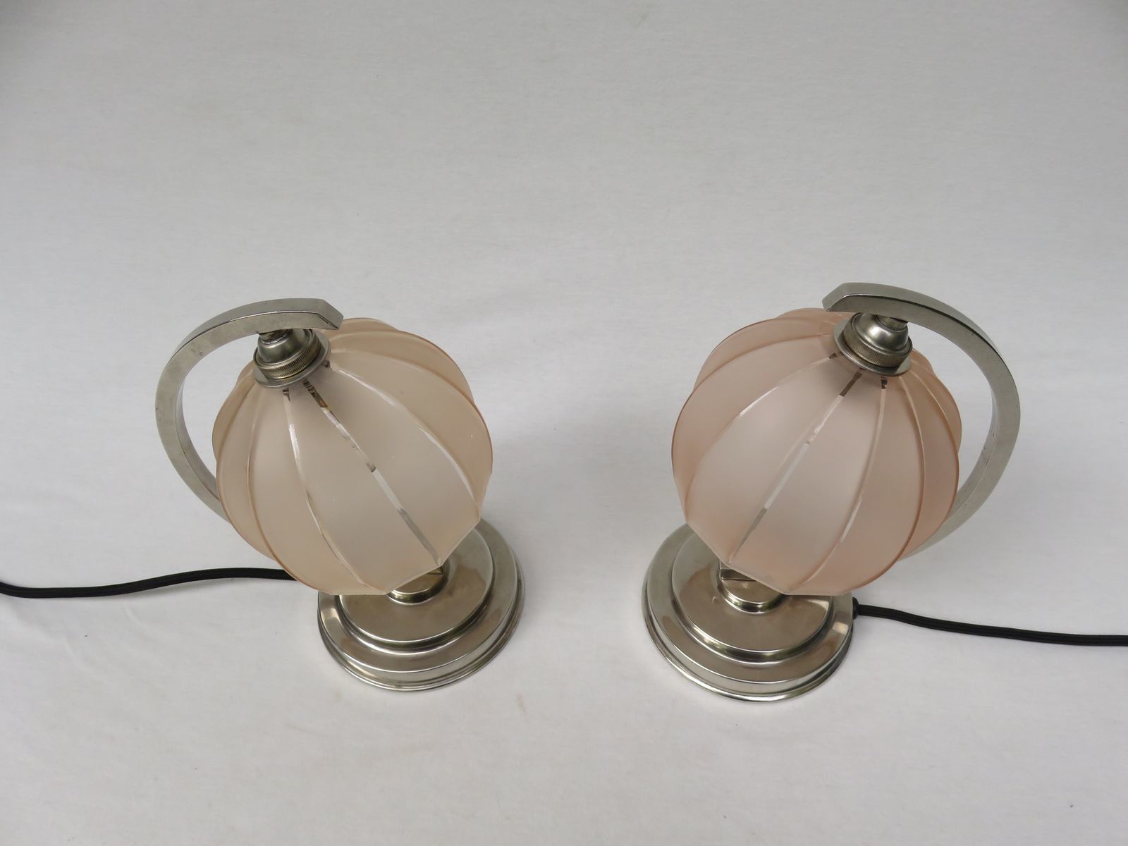 Elegant French Art Deco Small Table Lamps, Set Of 2 photo 3610.8