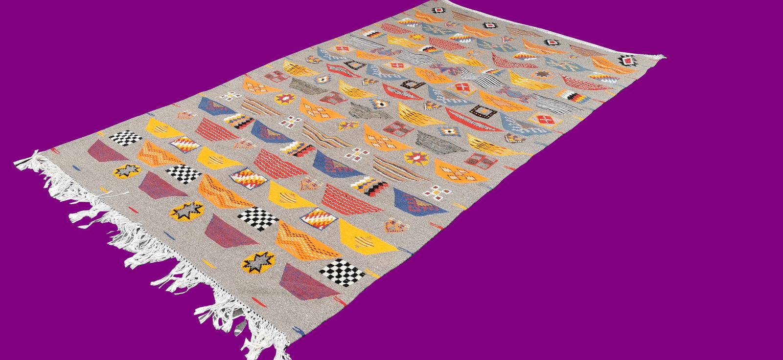 Hand Woven Moroccan Rug Camel Hair .Hand Ebmroidery 267x156 Cm photo Textiles