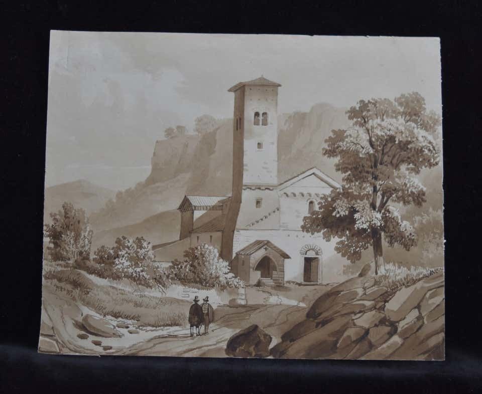 Unknown France 19th Century, A Set Of 7 Drawings, Landscapes And Farms, Ink Wash On Pape 1843 photo furniture