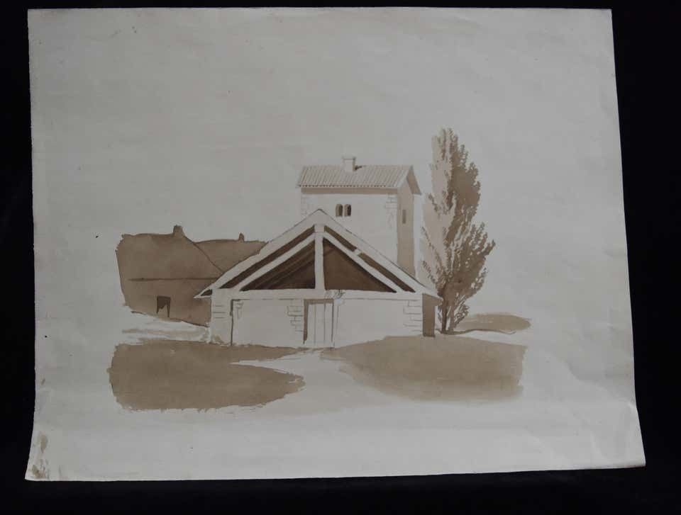 Unknown France 19th Century, A Set Of 7 Drawings, Landscapes And Farms, Ink Wash On Pape 1843 photo 292.0