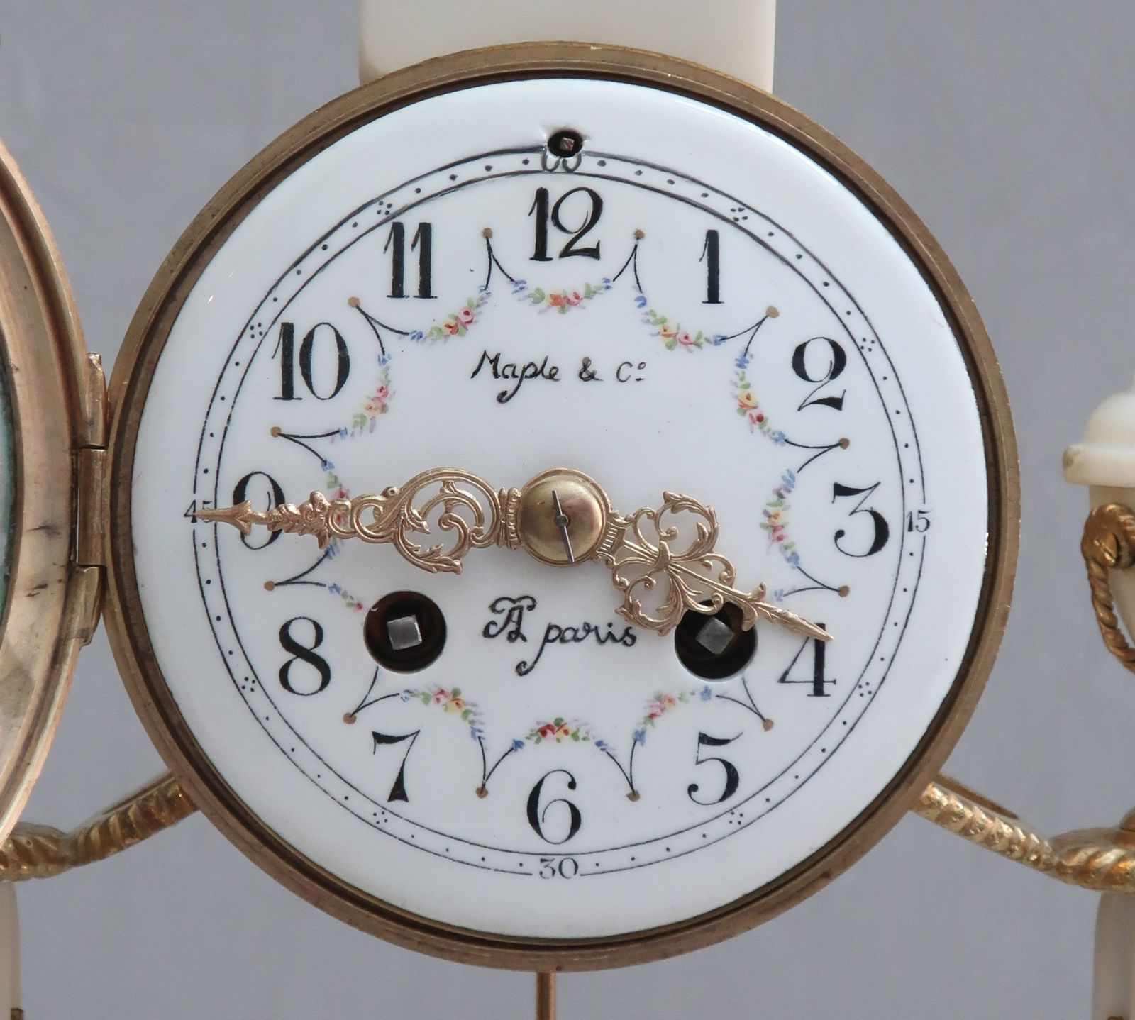 French Louis XVI Style White Marble Mantel Clock photo furniture