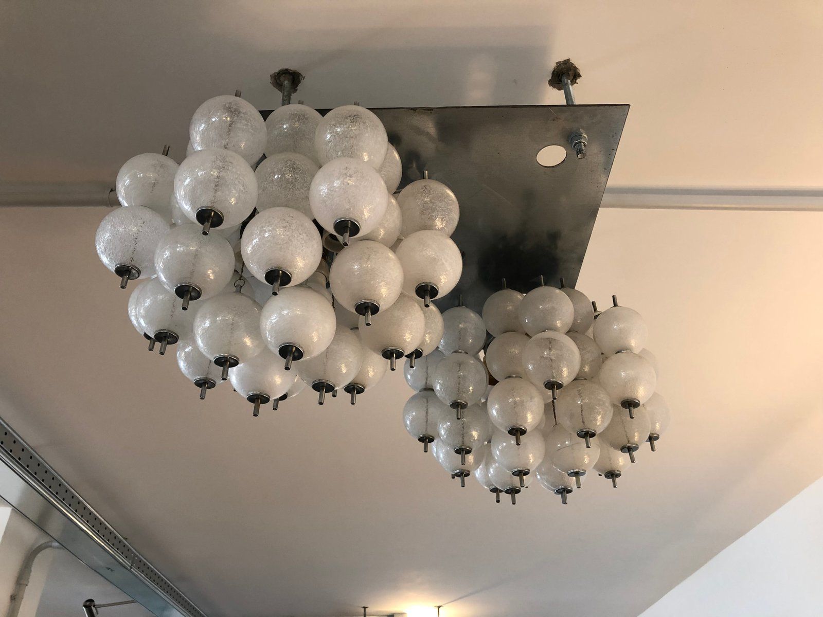 Murano Pulegoso Glass Chandeliers From Mazzega, 1970s, Set Of 2 photo vintage