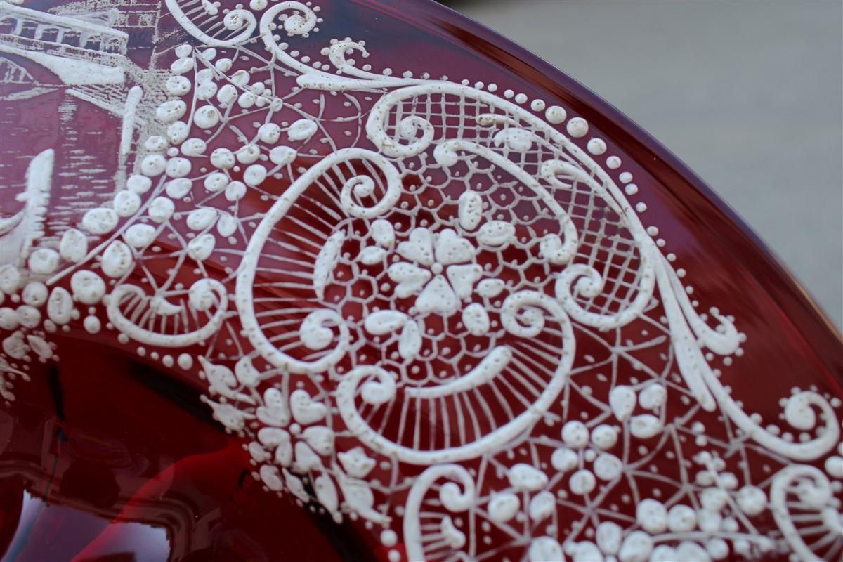 2810.0 Red Rubin Murano Glass Decorative Bowl Style Of Zecchin Cappellin 1920s Italy photo