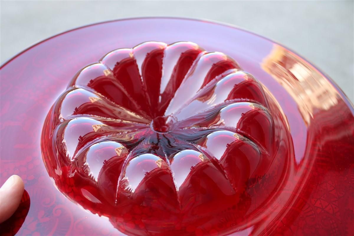 photo buy Red Rubin Murano Glass Decorative Bowl Style Of Zecchin Cappellin 1920s Italy