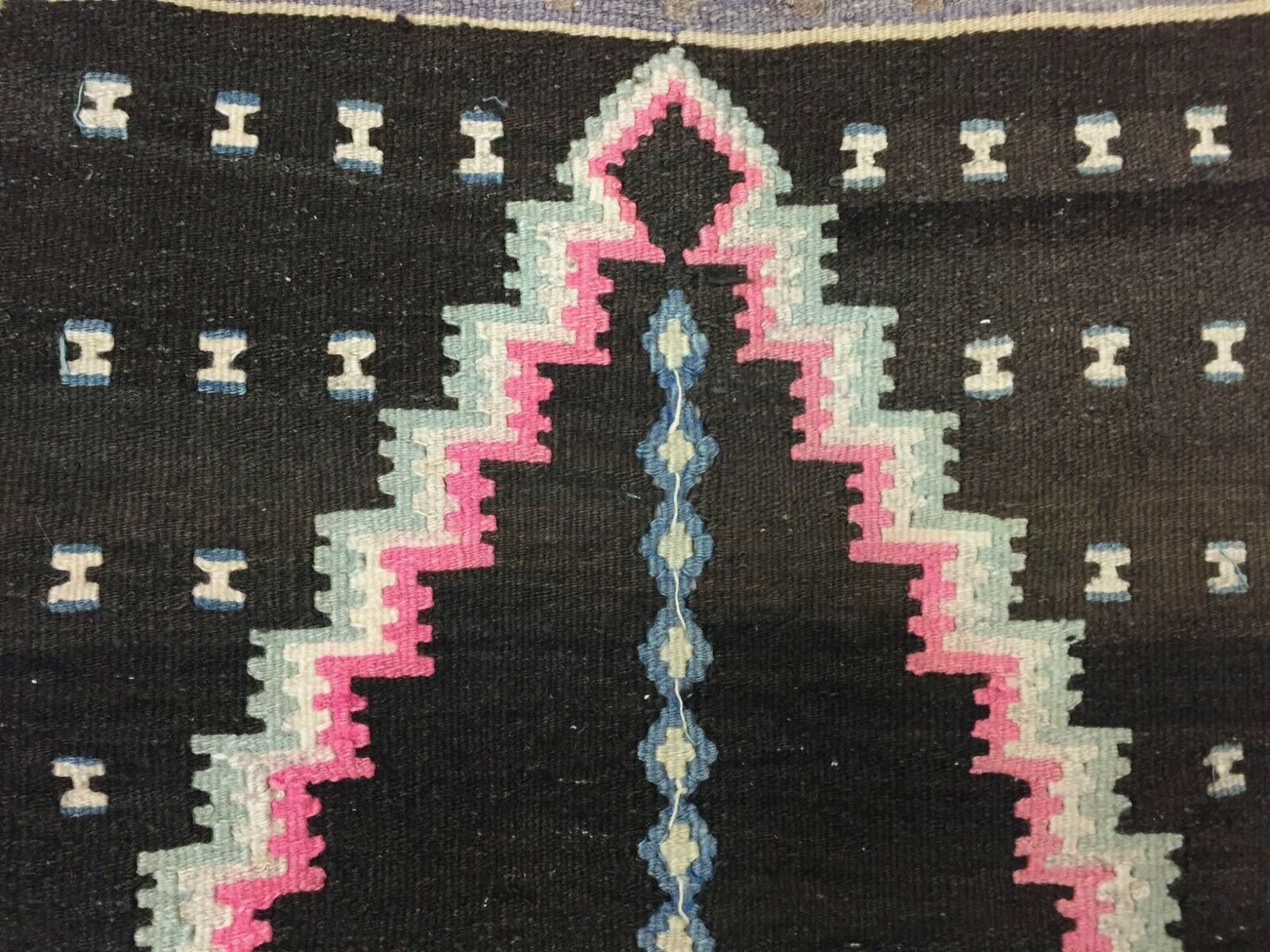 Small Vintage Turkish Kilim 125x79 Cm Wool Kelim Prayer Rug Black Beige, Pink photo vintage