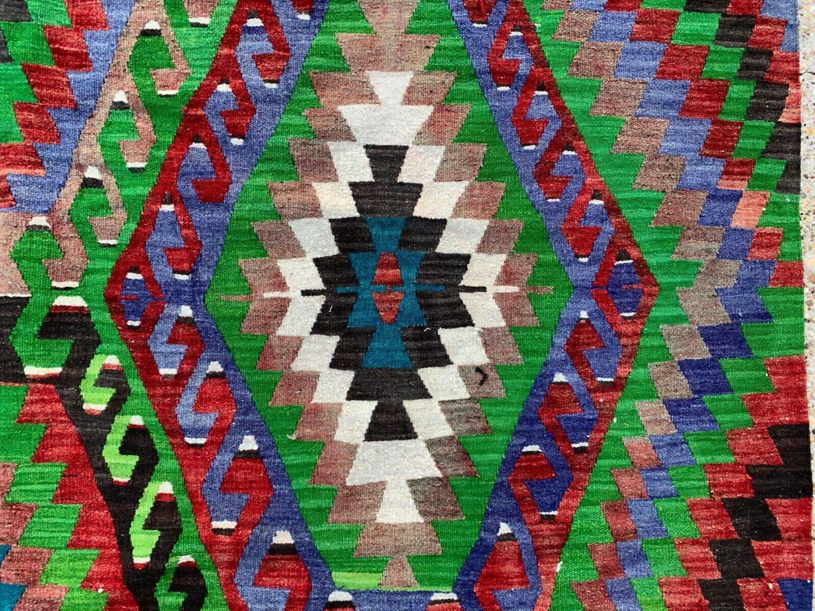 Vintage Turkish Kilim 340x183 Cm Wool Kelim Rug Large Purple, Green, Black, Blue photo vintage