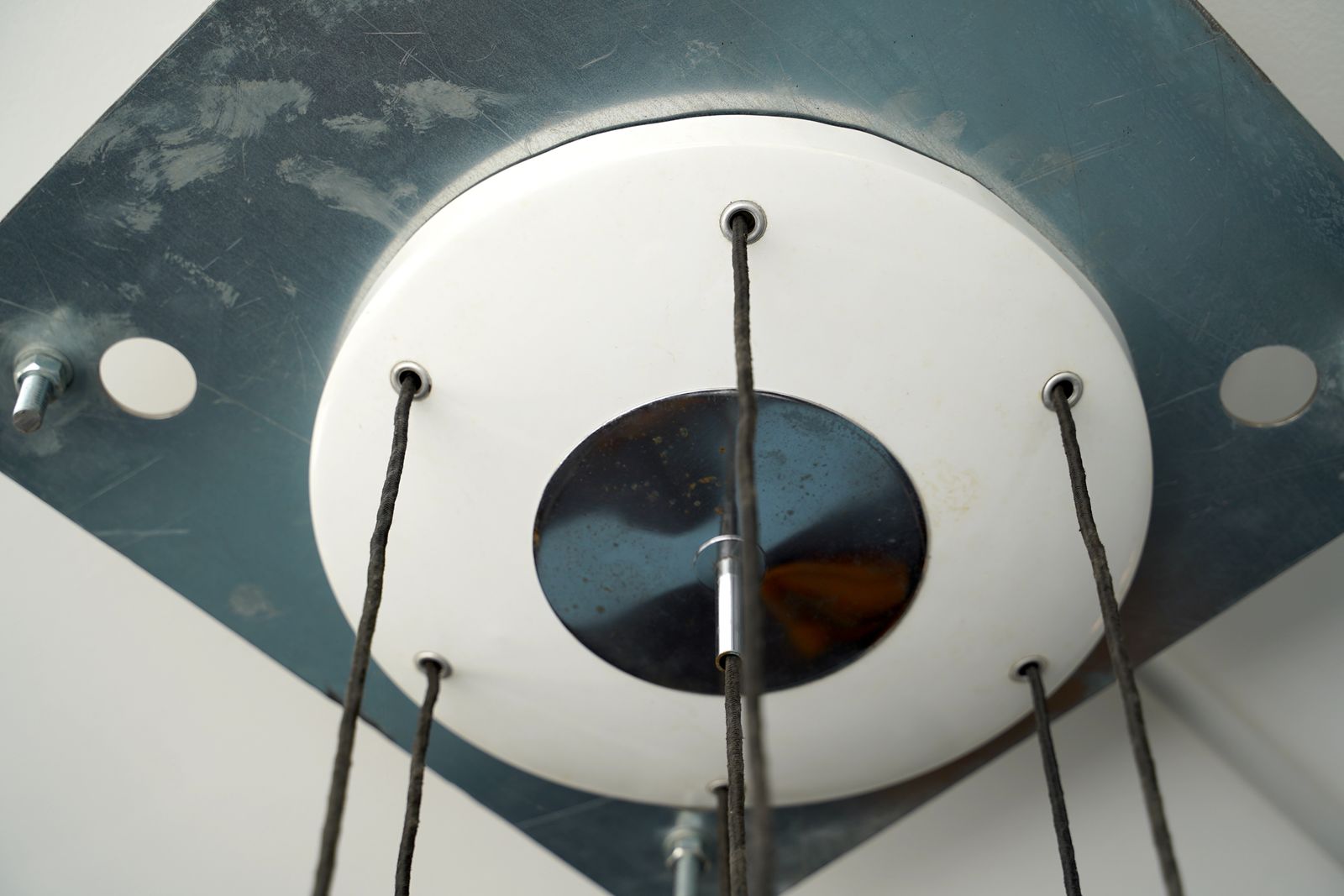 Seven Opaline Glass Spheres Italian Pendant Chandelier By Stilnovo, 1960s photo buy
