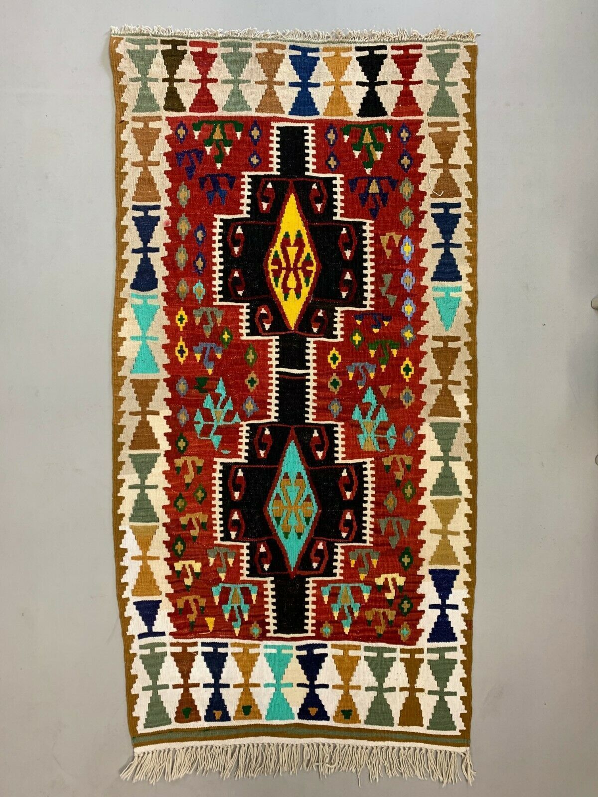 Textiles Small Vintage Turkish Kilim 180x93 Cm Wool Kelim Rug Red photo