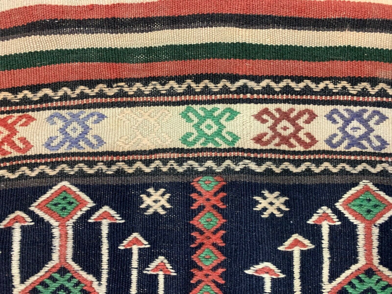 photo buy Small Vintage Turkish Kilim 145x80 Cm Wool Kelim Rug Red Beige Black