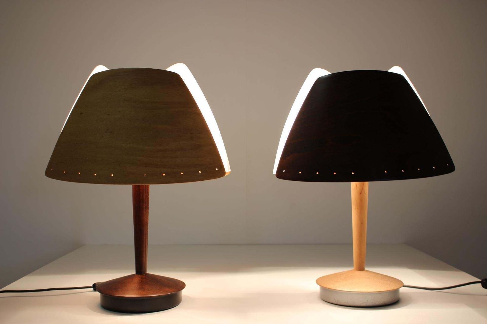 Pair Of Midcentury French Design Wooden Table Lamp By Lucid / 1970s Renovated! photo furniture