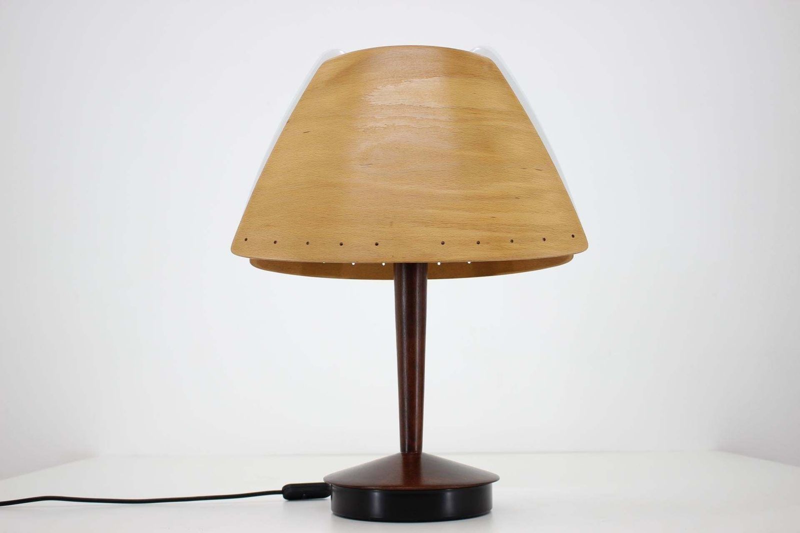 Pair Of Midcentury French Design Wooden Table Lamp By Lucid / 1970s Renovated! photo 1070.0