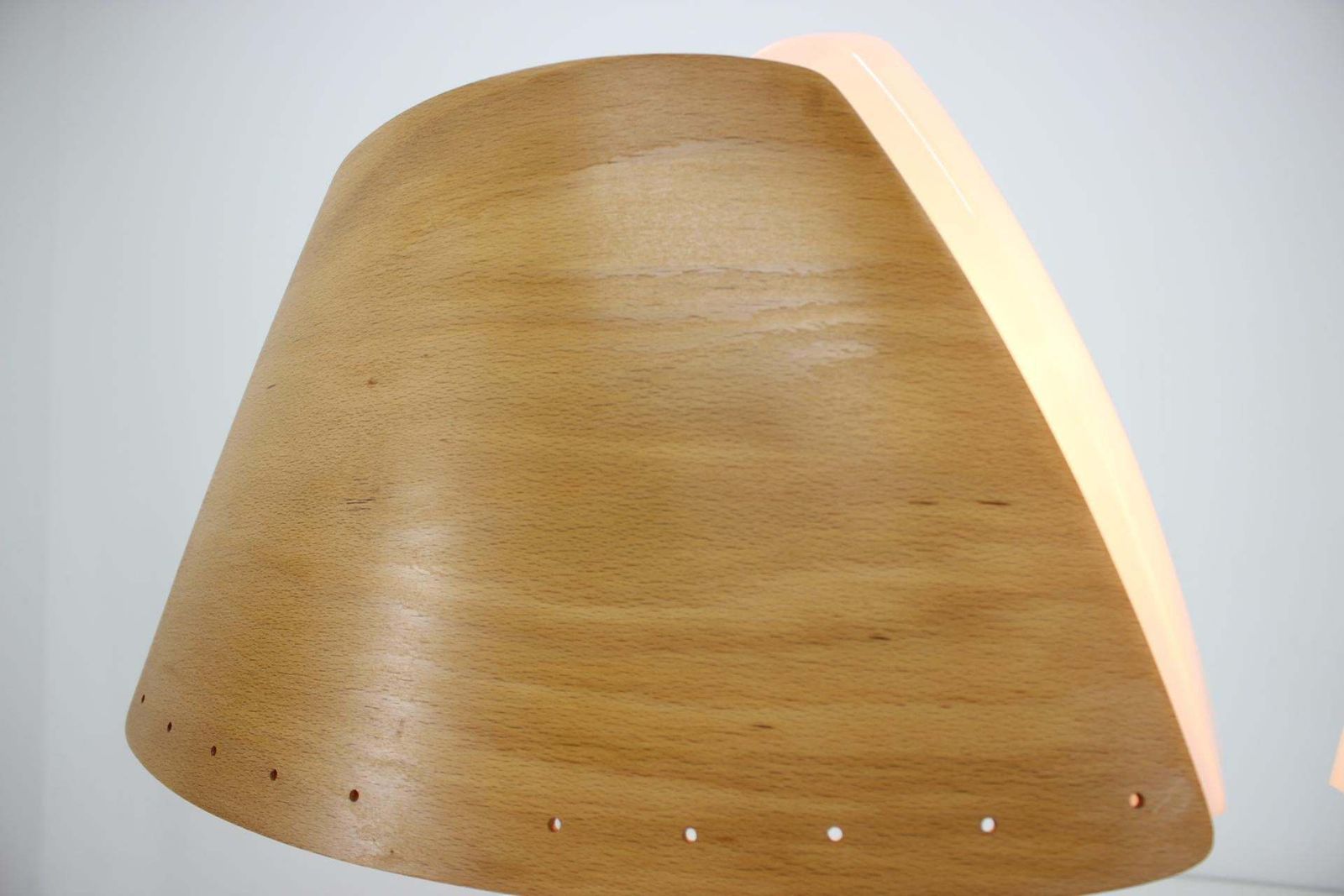Pair Of Midcentury French Design Wooden Table Lamp By Lucid / 1970s Renovated! photo vinterior