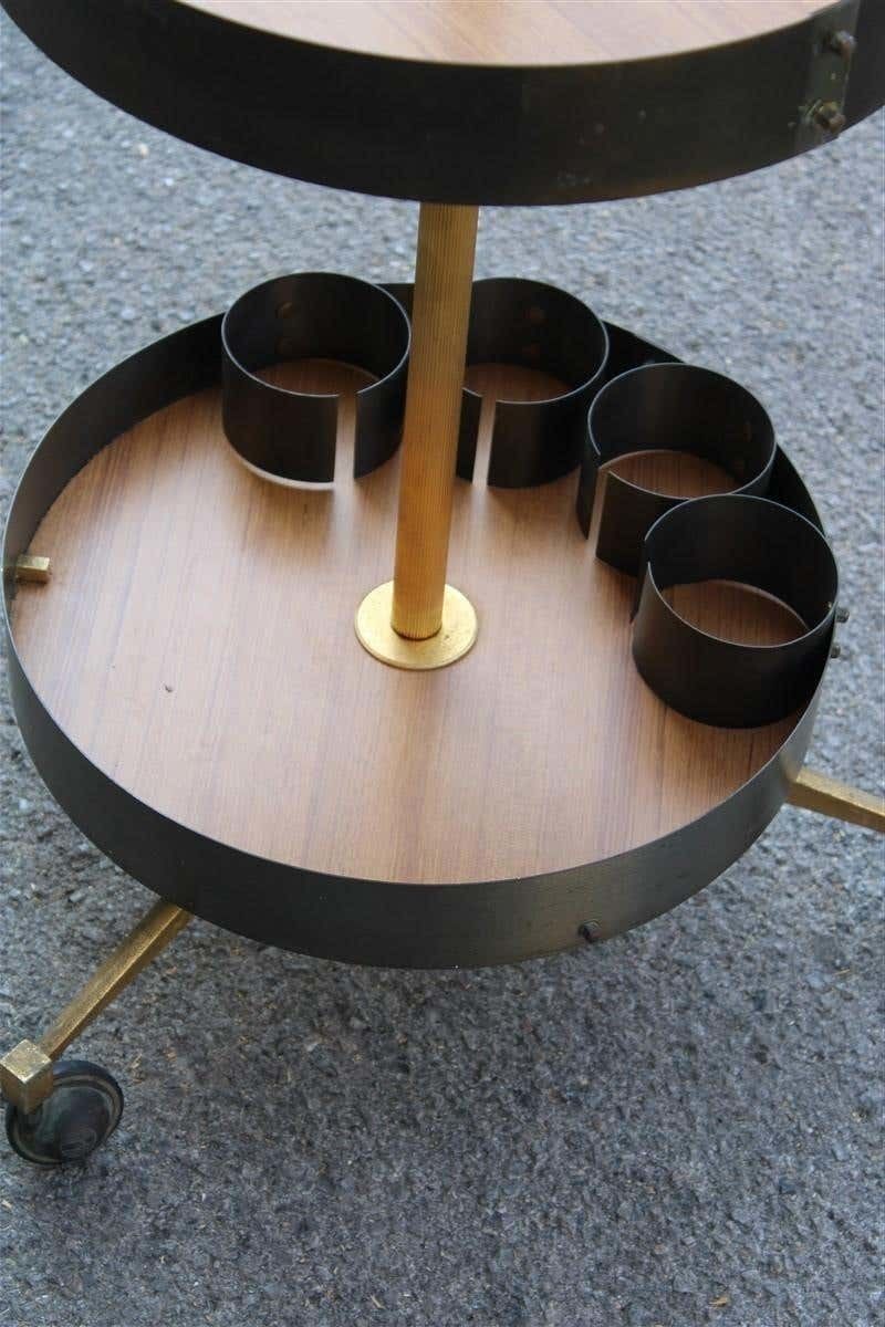 2010.0 Round Bar Trolley In Brass Curved Steel Italian Midcentury Design photo