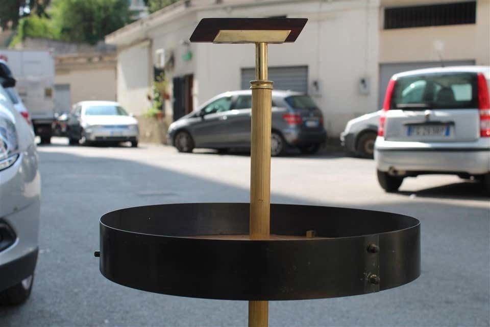 photo vintage Round Bar Trolley In Brass Curved Steel Italian Midcentury Design