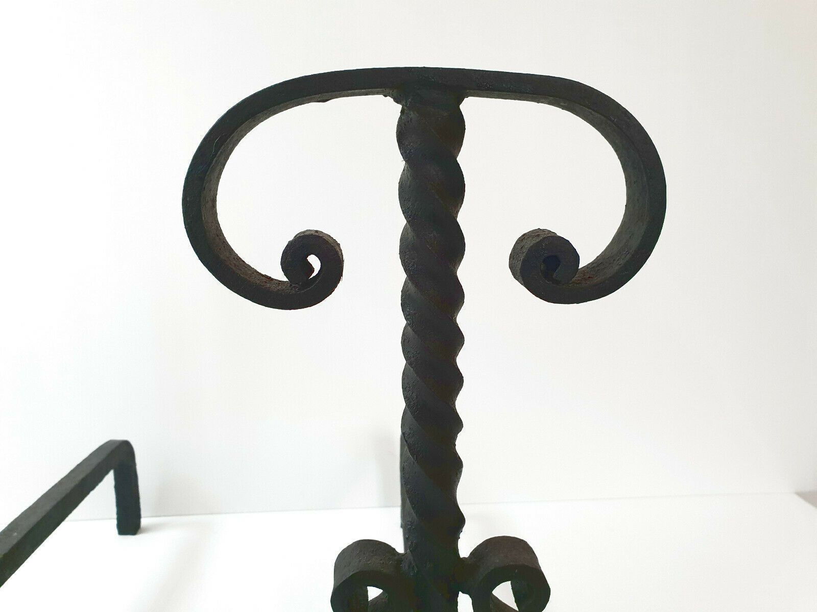 Pair Of Modernist Chenets In Cast Iron 1960 1970 Vintage 60s 70s 60's 70's photo for sale
