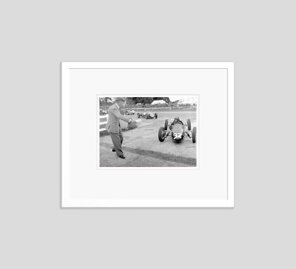 'Moss At Goodwood' 1954 Archival Pigment Print Framed In White