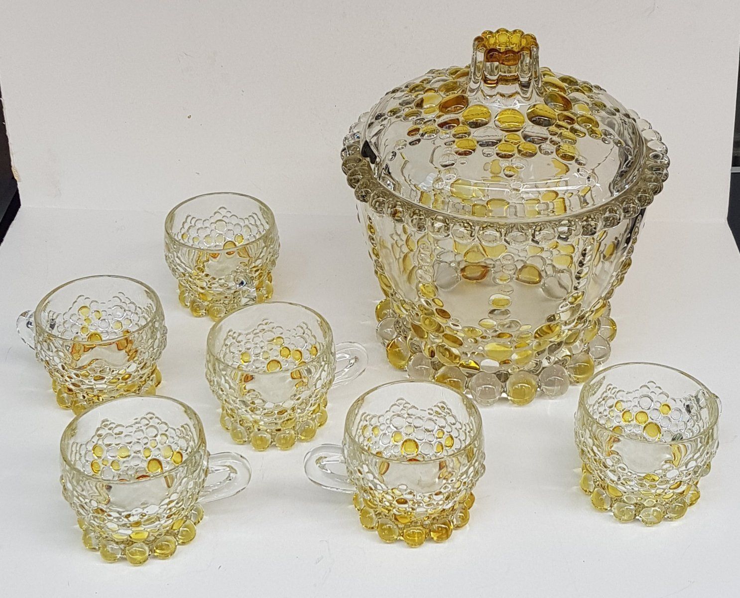 Bohemian Crystal Glass Bowl Set, 1970s, Set Of 7