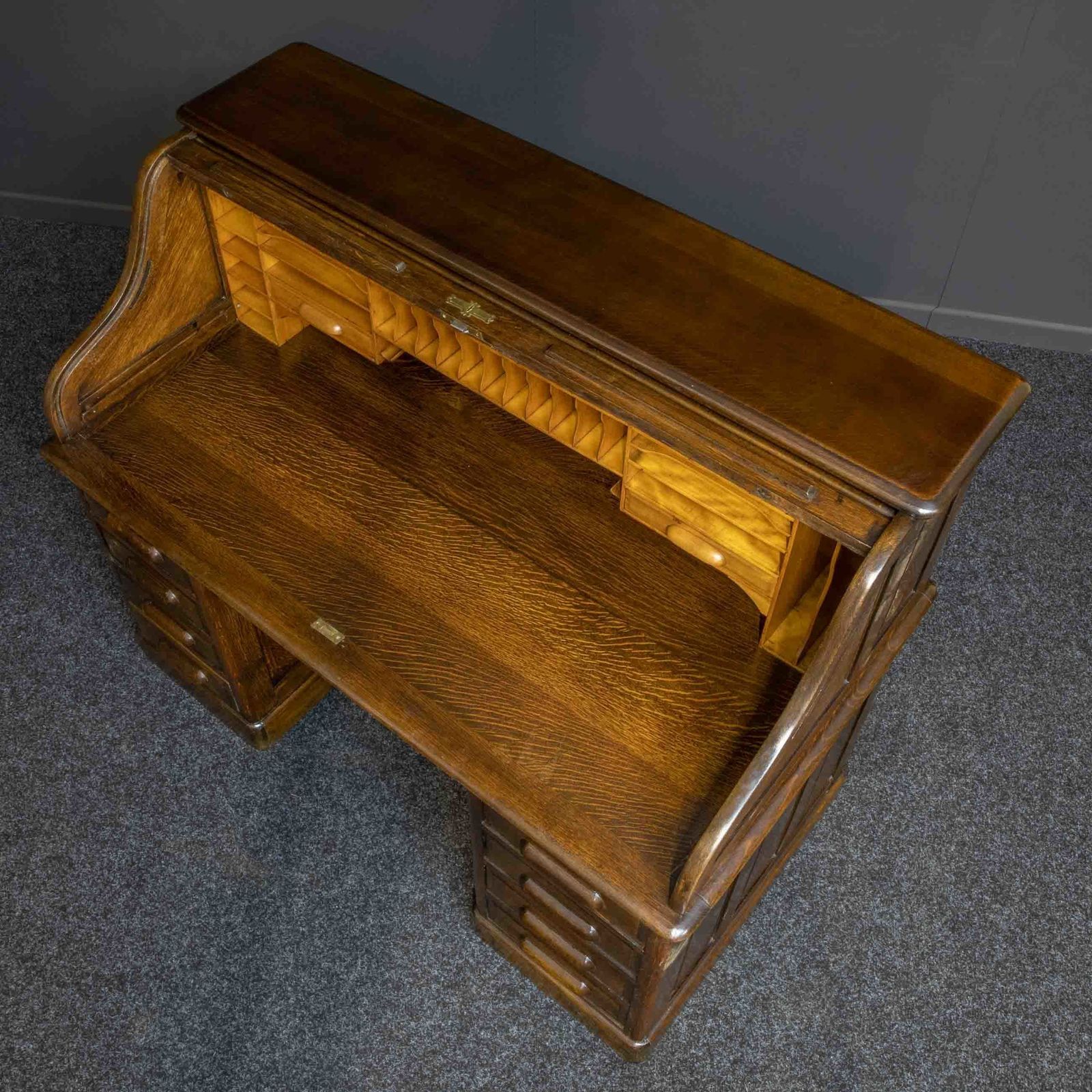 photo for sale Edwardian Oak Roll Top Desk