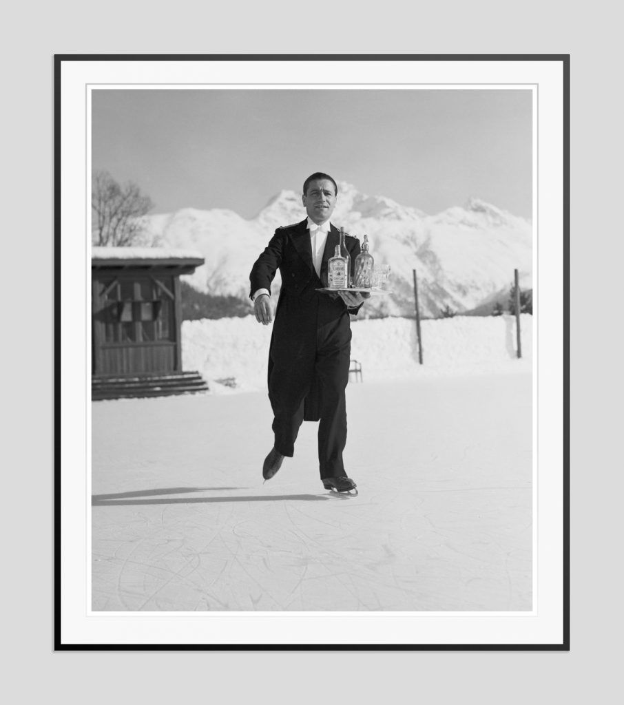 'Skating Waiter' 1938 Oversize Silver Gelatin Print Framed In Black