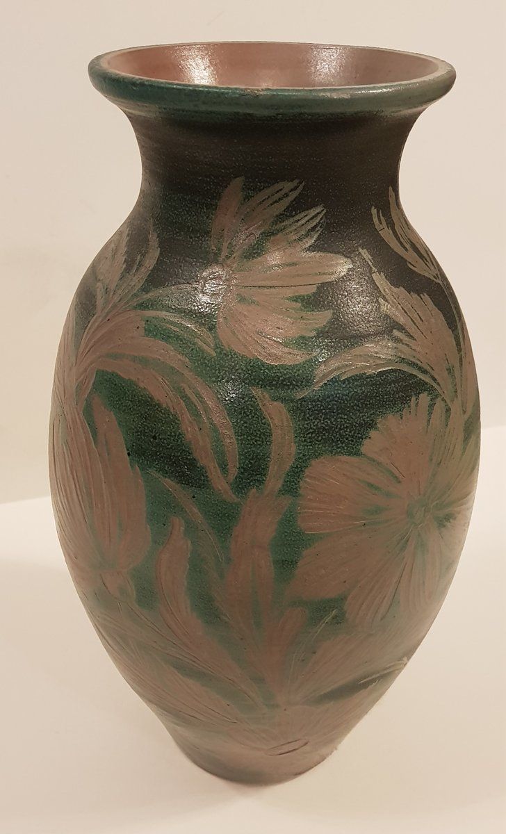 Floral Art Nouveau Earthenware Vase By Remmy Fils Betschdorf Alsace photo furniture