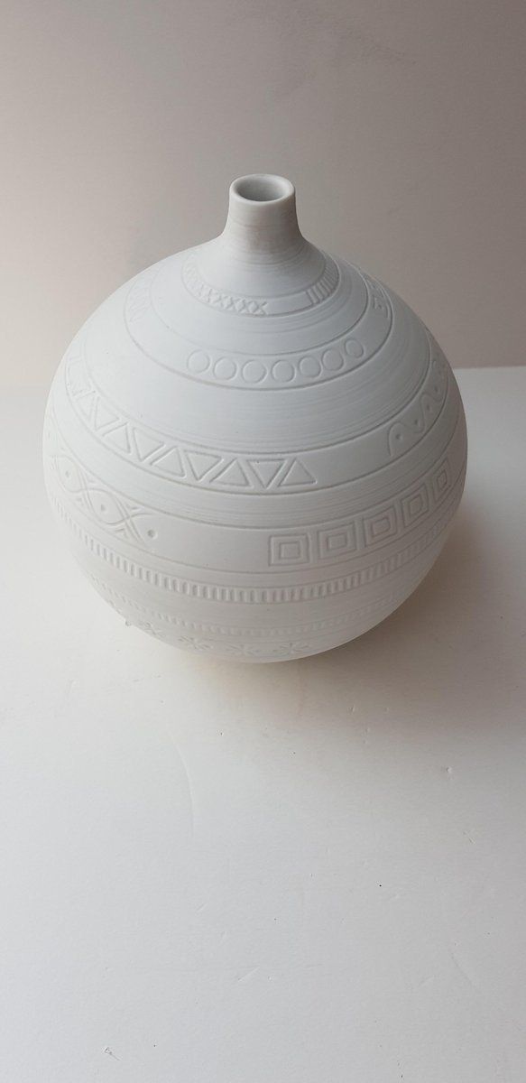 Large Bisque Porcelain Ball Vase By Hans Achtziger For Hutschenreuther, 1960s photo for sale