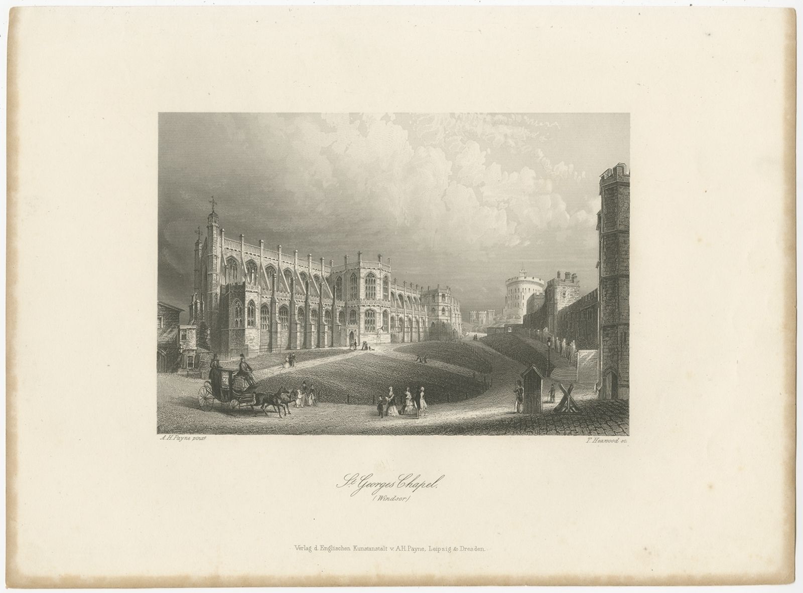Antique Print Of St. George's Chapel By Heawood (C.1850)