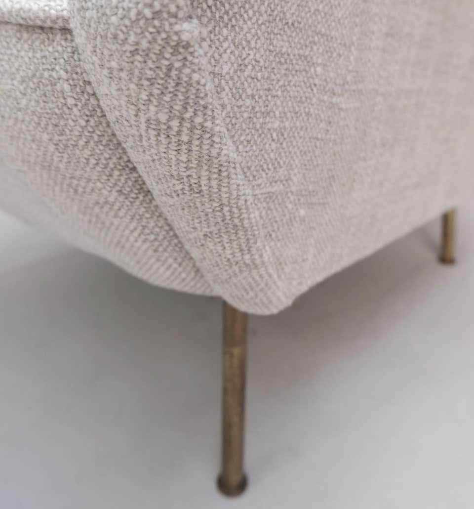 Gio Ponti Rare Model 803 Version With Brass Feet Armchairs, New Light Gray Marl photo for sale