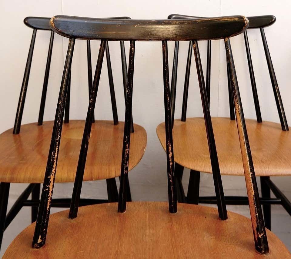 Set Of 7 'Fanett' Dining Chairs By Ilmari Tapiovaara For Edsby Verken photo vinterior