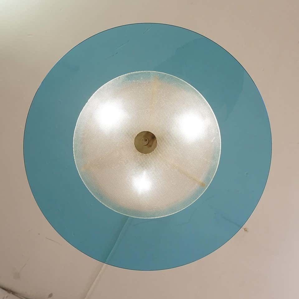 Saucer Shaped Chandelier In The Style Fontana Arte, Italy, 1960s photo vinterior
