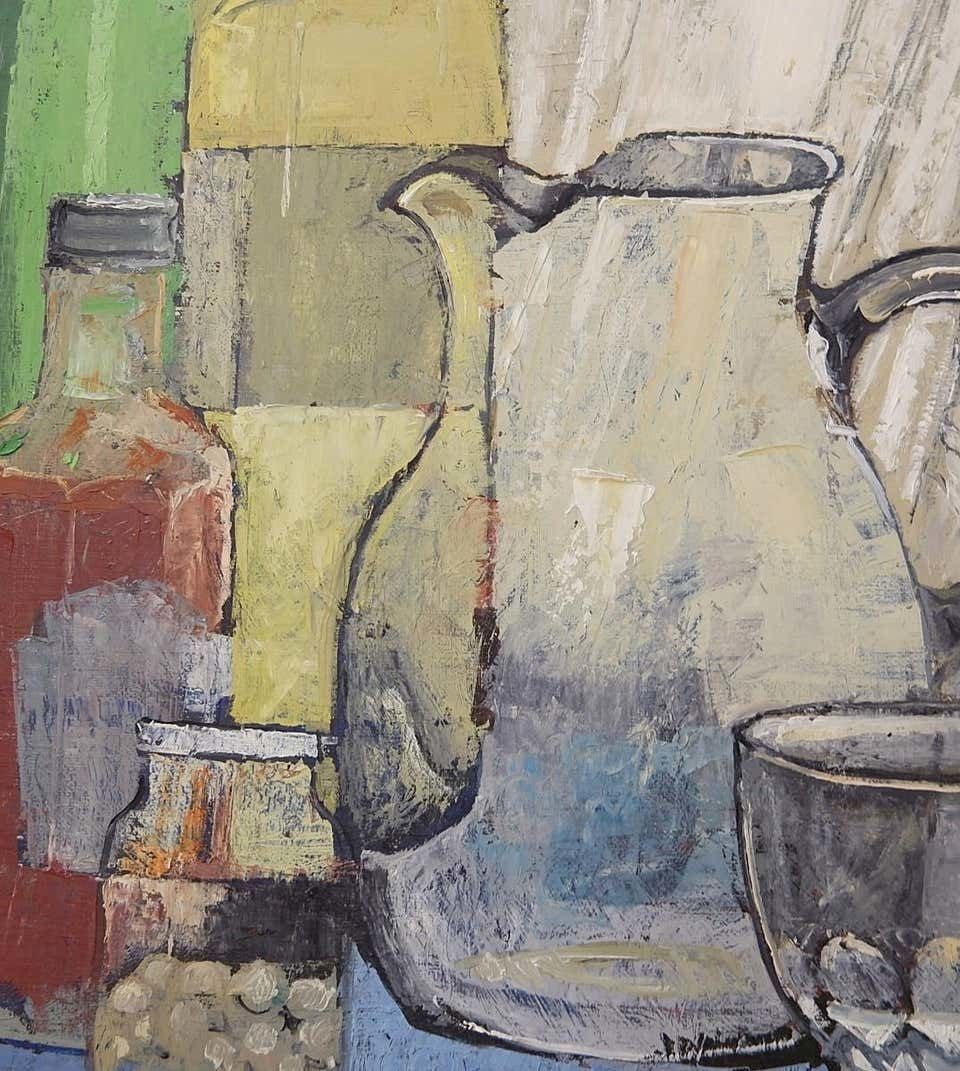Still Life Painting On Canvas, Victor Petré, Belgium, Circa 1960 photo furniture