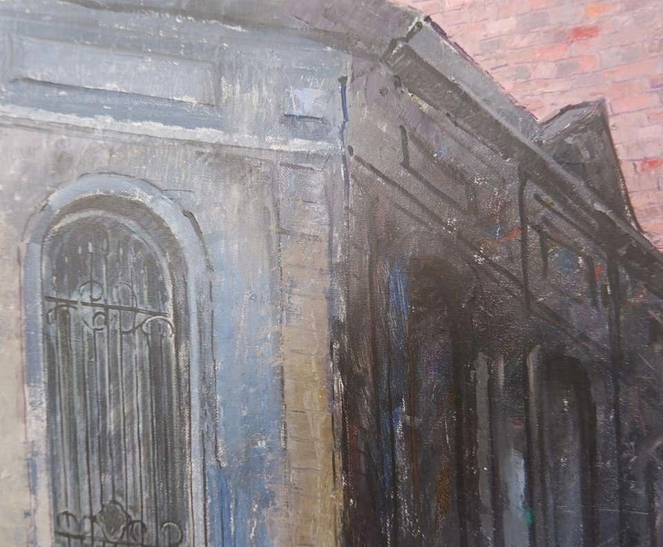 Brussels Street Scene Painting On Canvas, Victor Petré, Belgium, Circa 1960 photo 1118.0
