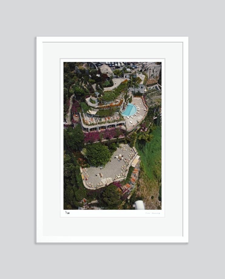 Slim Aarons 'Il San Pietro Di Positano' 1984 Amalfi Coast C Type Print Framed In White photo furniture