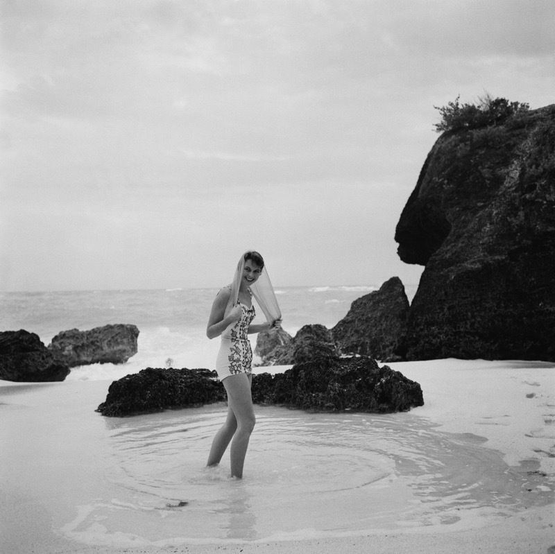 Slim Aarons 'Long Bay Beach' 1950s Bermuda Silver Gelatin Print Framed In Black