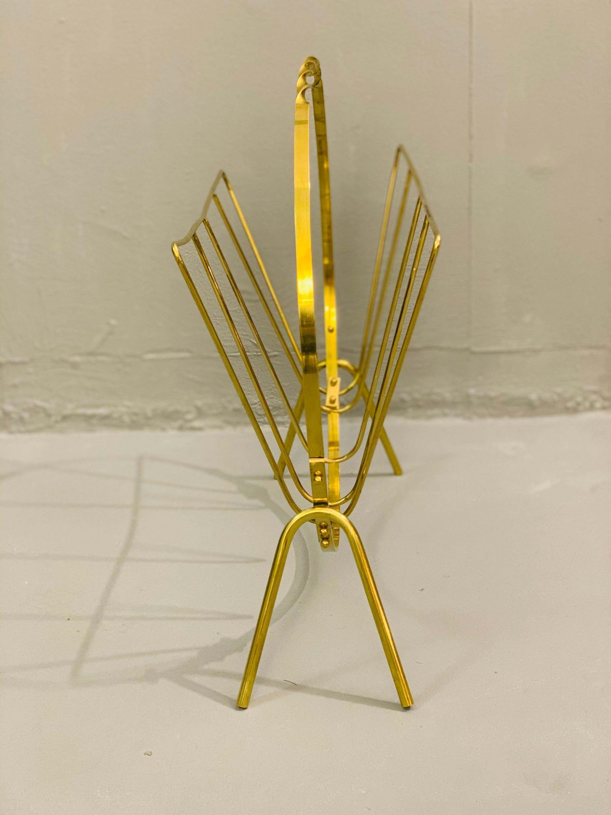 Italian Brass Magazine Rack, 1960s photo for sale