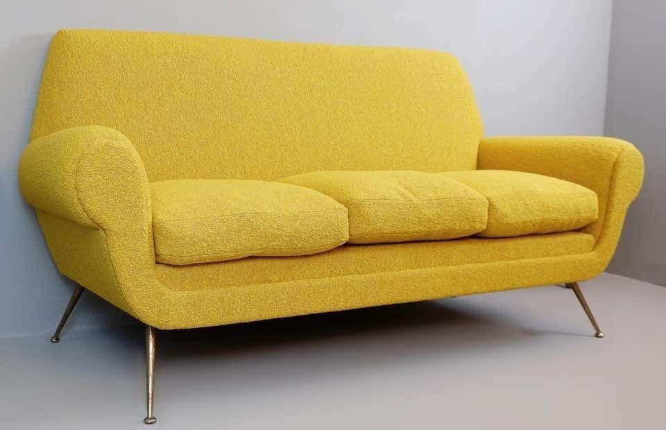 Gigi Radice For Minotti 3 Seat Sofa, 1950s, Curry Color New Upholstery photo furniture