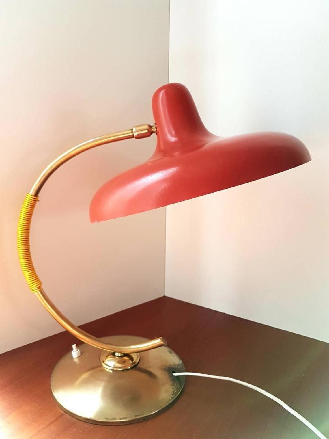 Elegant And Large Mid Century Modern Italian Table Desk Lamp, Stilnovo Arteluce Arredoluce Era, 1950s photo furniture