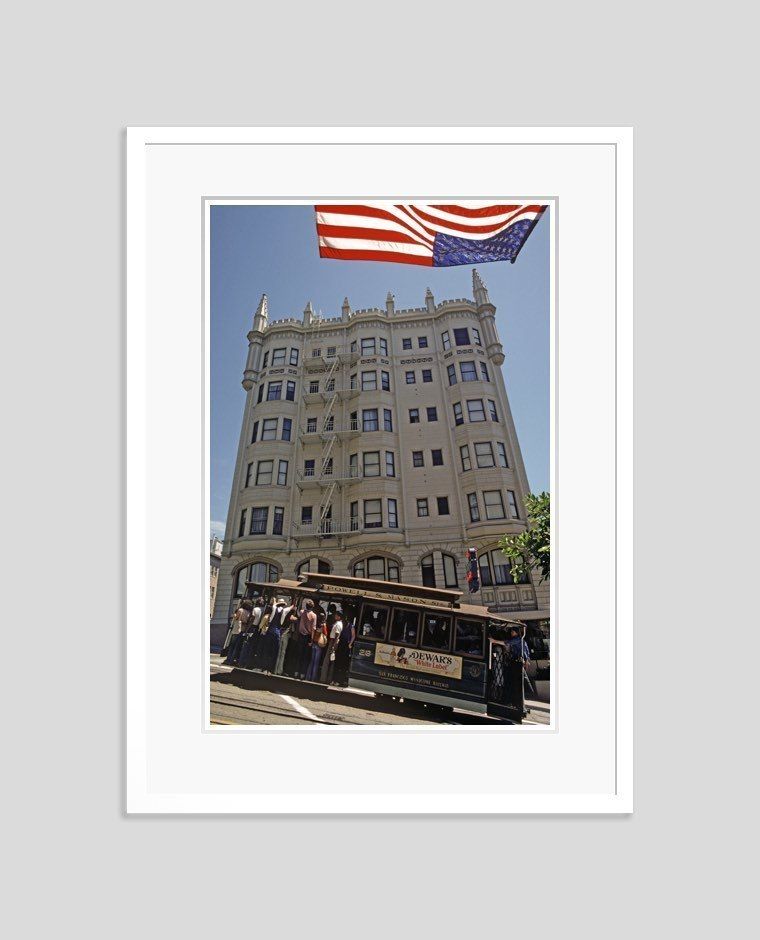 'Cable Car America' Alain Le Garsmeur Limited Edition Archival Pigment Print Framed In White photo furniture